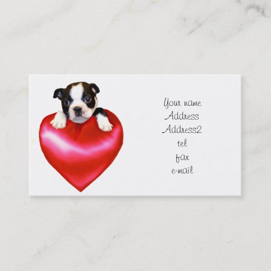Love Boston Terrier Visitekaartjes (Voorkant)
