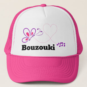 Love Bouzouki Pink Paarse Butterfly Heart Trucker Pet