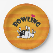 Love Bowling - B&W Bowling Pins en Ball Papieren Bordje (Voorkant)