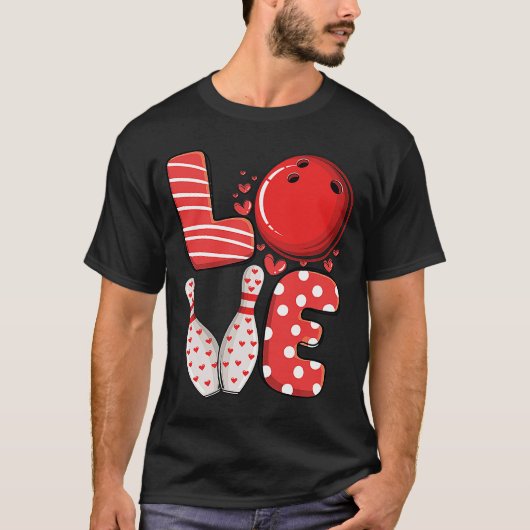 Love Bowling ball & pins group matching Valentijn T-shirt (Voorkant)