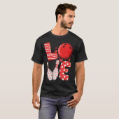 Love Bowling ball & pins group matching Valentijn T-shirt (Voorkant volledig)
