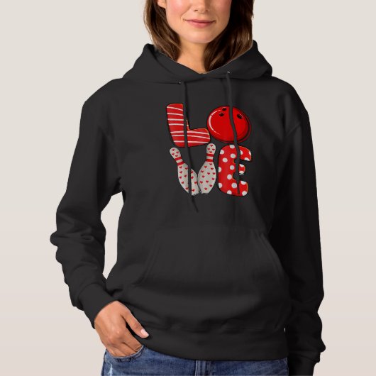 LOVE Bowling Ball & Pins Group Matching Valentine  Hoodie (Voorkant)