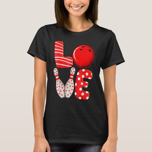 LOVE Bowling Ball & Pins Group Matching Valentine  T-shirt (Voorkant)