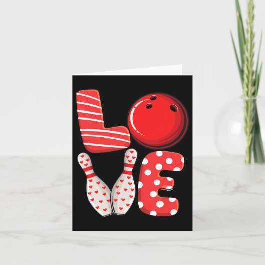 Love Bowling Byll And Pins Groep Matching Valentin Kaart (Voorkant)