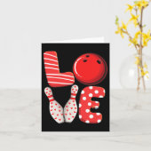 Love Bowling Byll And Pins Groep Matching Valentin Kaart (Gele Bloem)