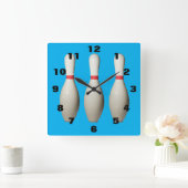 Love Bowling Pins Acrylwand Vierkante Klok (Huis)