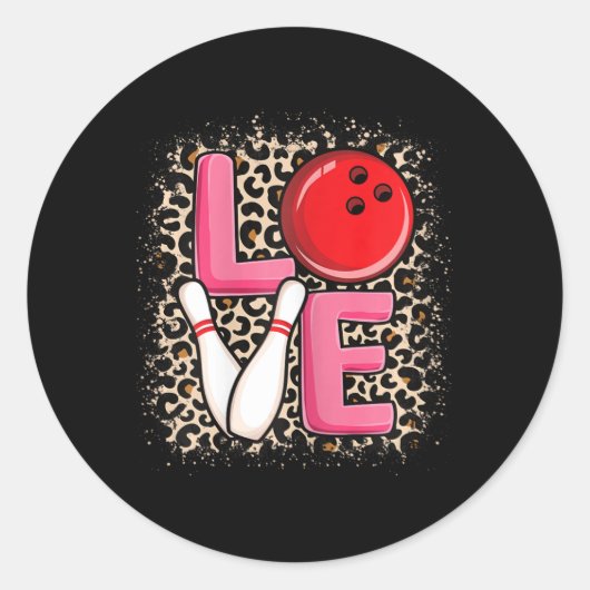 Love Bowling Schattige Bowling Vrouwen Meisjes Bow Ronde Sticker (Voorkant)