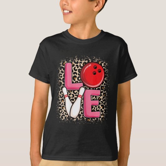 Love Bowling Schattige Bowling Vrouwen Meisjes Bow T-shirt (Voorkant)
