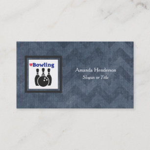 Love Bowling Silhouette WIth Bowling Pins and Ball Visitekaartje