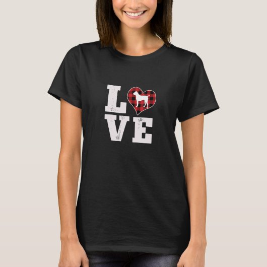 Love Boxer Dog Lover Gifts Dog Buffalo Plaid Valen T-shirt (Voorkant)