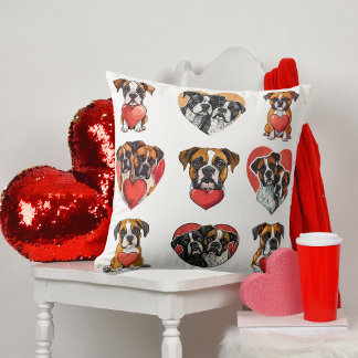 Love Boxer Dog met hart Waterverf Kussen