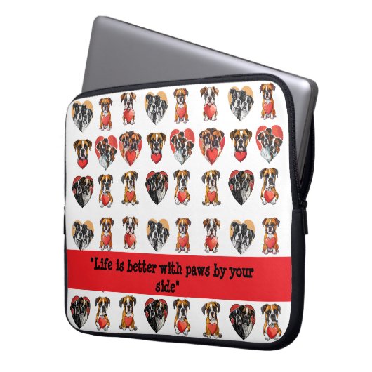 Love Boxer Dog Romantische Waterverf Electronics B Laptop Sleeve (Voorkant Links)