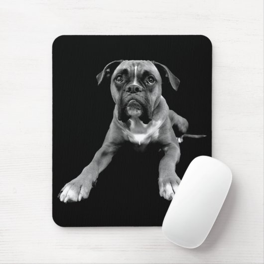 Love Boxer Puppy Dog Black Mousepad Muismat (Met muis)