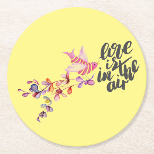 Love Branch Bird Ronde Kartonnen Onderzetter