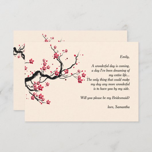 Love Branch Bridesmaid Request Cards Kaart (Voorkant / Achterkant)