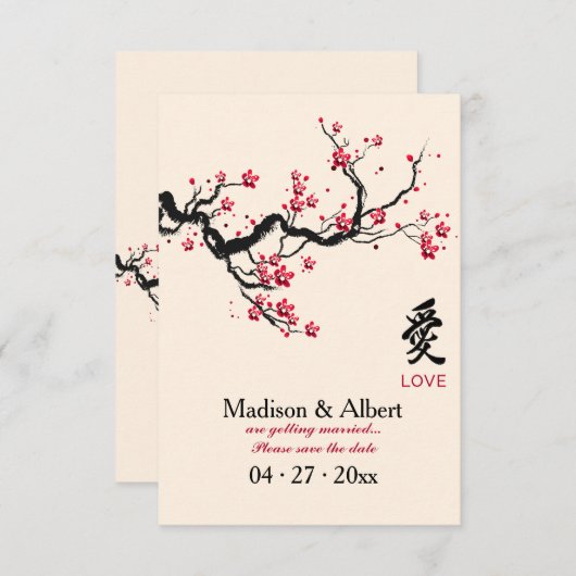 Love Branch Save the Date Aankondiging (Voorkant / Achterkant)