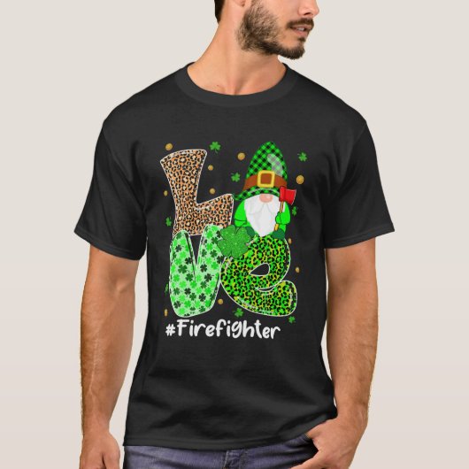 LOVE brandweerman Gnomen St Patricks Day Irish Gno T-shirt (Voorkant)