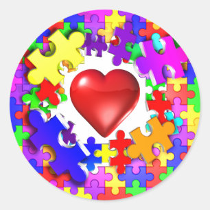 Love Breaks Thru Autism Ronde Sticker