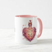 "Love Brew" Vintage Heart Potion Coffee Mug Mok (Voorkant rechts)