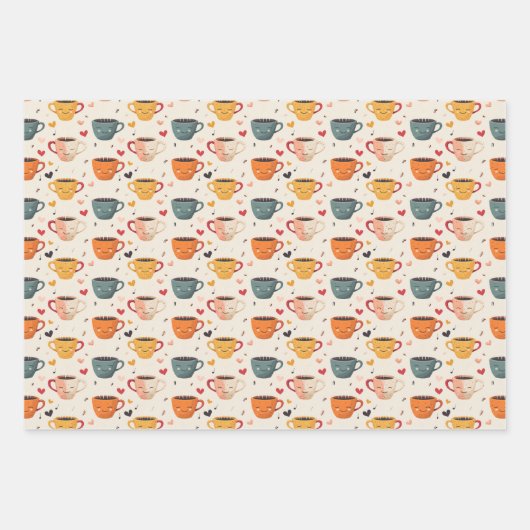 Love Brewed Valentijnsdag Hearts Pattern Inpakpapier Vel (Voorkant 2)