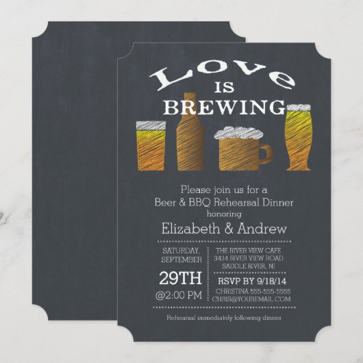 Love Brewing Barbecue repetitie diner uitnodiging (Voorkant / Achterkant)