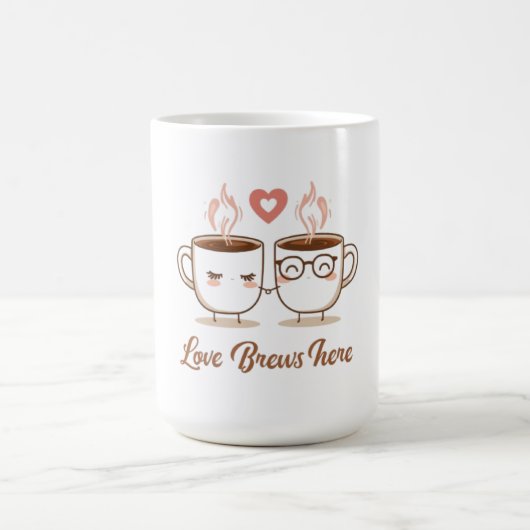 Love Brews Here - Schattige romantisch koffiepaar Koffiemok (Center)
