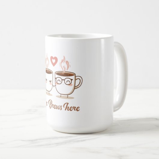 Love Brews Here - Schattige romantisch koffiepaar Koffiemok (Voorkant rechts)