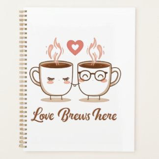 Love Brews Here - Schattige romantisch koffiepaar Planner