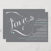 Love Bridal Shower Invitation Blue & Grey Kaart (Voorkant / Achterkant)