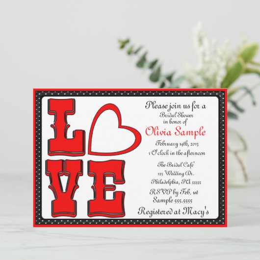 Love Bridal Shower Uitnodiging (Staand voorkant)