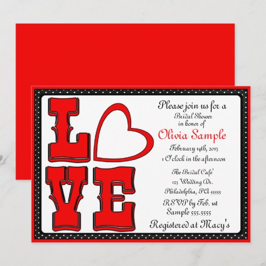 Love Bridal Shower Uitnodiging (Voorkant / Achterkant)