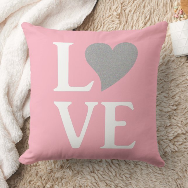 Love Bride & Co Roze & Zilveren Bruiloft Huisdecor Kussen (Deken)