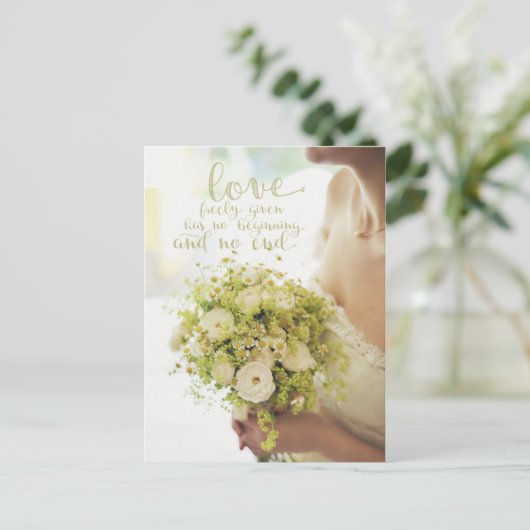 Love Bride Flowers Wedding Briefkaart (Staand voorkant)