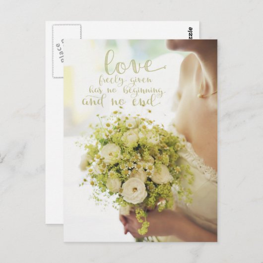 Love Bride Flowers Wedding Briefkaart (Voorkant / Achterkant)