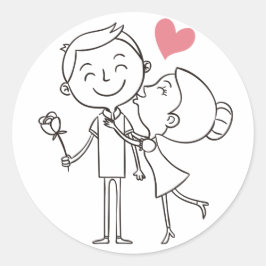 Love Bride Groom Heart Black & White Wedding Ronde Sticker