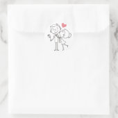 Love Bride Groom Heart Black & White Wedding Ronde Sticker (Tas)