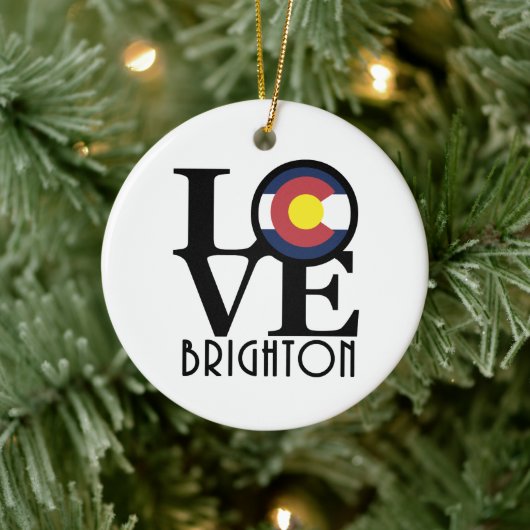 LOVE Brighton Colorado Keramisch Ornament (Boom)