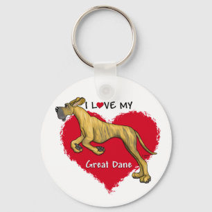 Love Brindle Great Dane UC Sleutelhanger