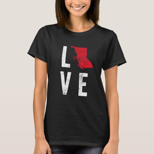 Love British Columbia Map Canada National Day T-shirt (Voorkant)