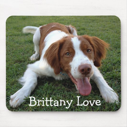 Love Brittany Spaniel Puppy Dog Mousepad Muismat (Voorkant)