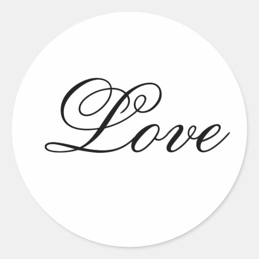 Love_Bruiloft Uitnodiging Seal_Zwart en Wit Ronde Sticker (Voorkant)