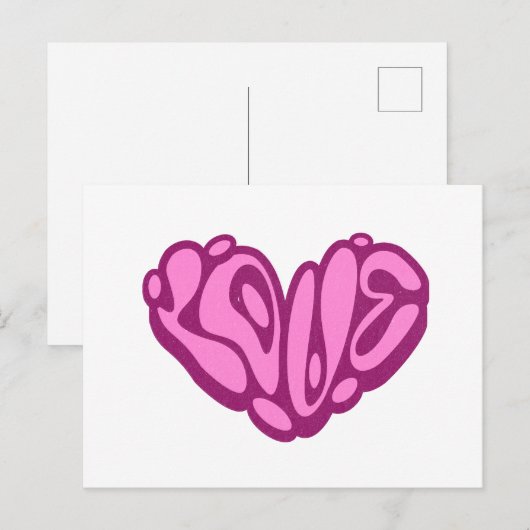 Love Bubble Pink Heart  Briefkaart (Voorkant / Achterkant)