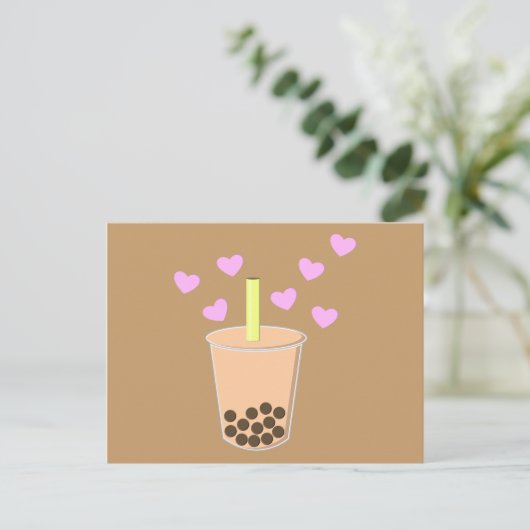 Love Bubble Tea Briefkaart (Staand voorkant)