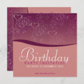 Love Bubbles Party Birthday Invitation Kaart (Voorkant / Achterkant)