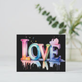 Love Buchstaben in Pastellfarben 3D Uitnodiging Briefkaart (Staand voorkant)