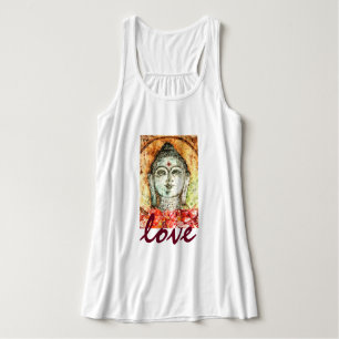 Love Buddha Waterverf Art Flowy Racerback Tanktop