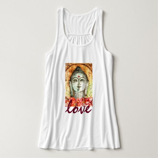 Love Buddha Waterverf Art Flowy Racerback Tanktop (Design voorkant)