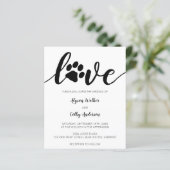 Love Budget Non Photo Paw Print Weduwen Uitnodigin (Staand voorkant)