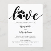 Love Budget Non Photo Paw Print Weduwen Uitnodigin (Voorkant)