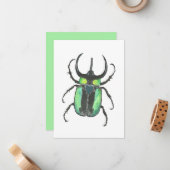 Love Bug Atlas Beetle Waterverf Valentijn Notitiekaartje (Voorkant / Achterkant in situ)